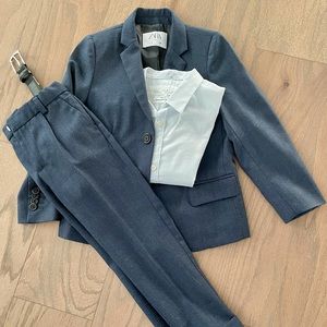 Zara Navy Suit, Zara Blue & White Shirt, belt